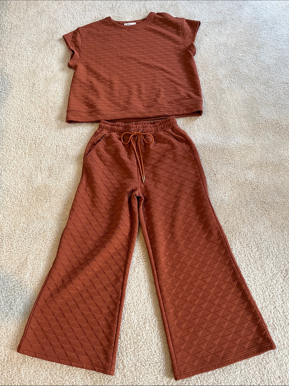See and Be Seen Wide-Leg Joggers Set in Rust size S